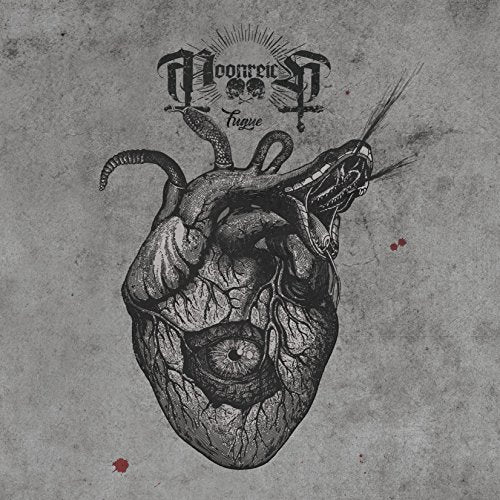 Black and white illustration of a heart pierced by snakes.