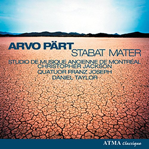 CD cover for Arvo Pärt’s “Stabat Mater” with cracked earth texture.
