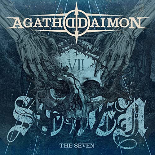 Agathodaimon album cover: skull entwined with branches, Roman numeral VII visible.