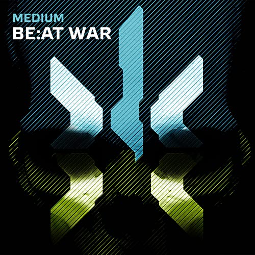 Album cover featuring a stylized blue and yellow geometric emblem over black diagonal lines.