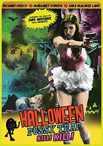 DVD cover for "Halloween Pussy Trap Kill! Kill!" featuring a woman with a gun.