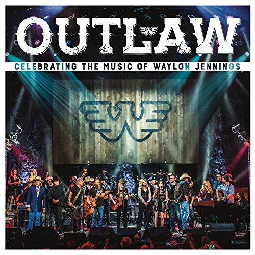 CD cover for “Outlaw,” a tribute to Waylon Jennings, with musicians onstage.