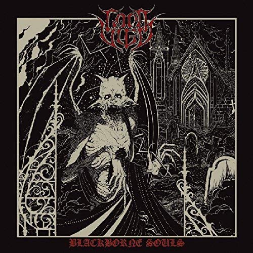 Black and white album cover depicting a demonic figure and gothic architecture.