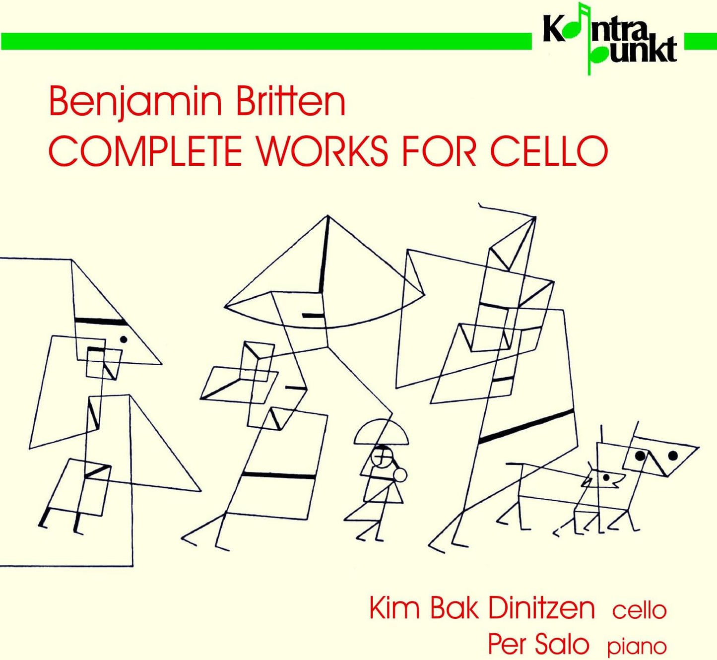 CD cover for Benjamin Britten’s cello works with abstract line art.