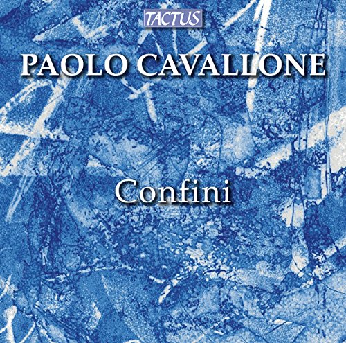 CD cover for "Confini" by Paolo Cavallione, abstract blue marbled design.