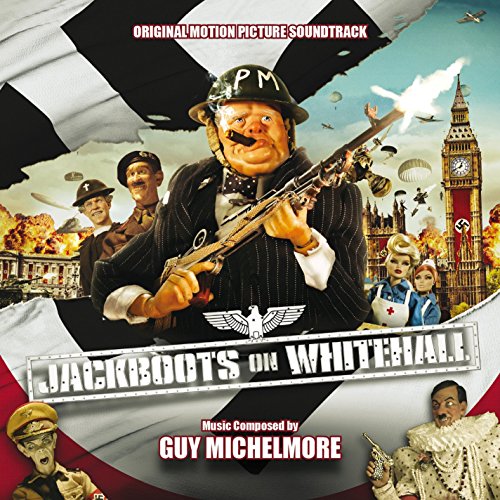 CD cover for “Jackboots on Whitehall” soundtrack, featuring cartoonish war imagery.
