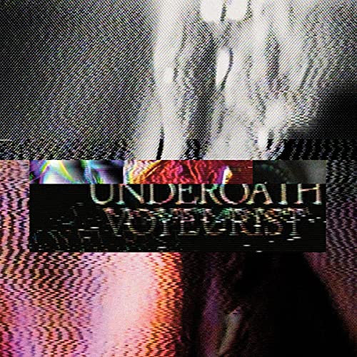 GlCLSLGlitchy,S album cover forB with static and distorted text reading Underoath Voyeurist.