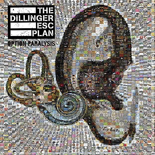 Album cover for The Dillinger Escape Plan's "Option Paralysis," featuring headphones.