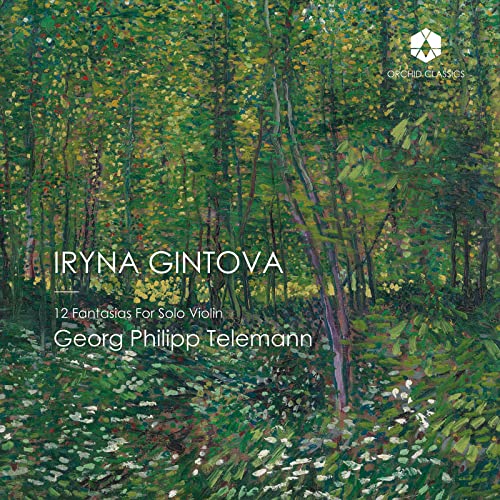 CD cover with green forest painting, text: Iryna Gintova, Telemann.