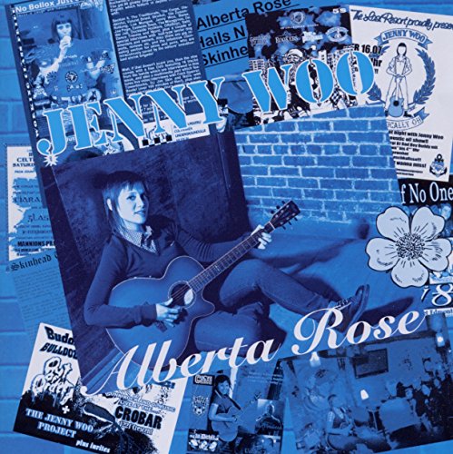 CD cover for Jenny Woo’s “Alberta Rose,” featuring a musician with a guitar.
