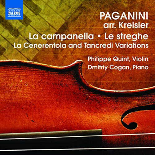 CD cover featuring a violin with text: Paganini, Quint, and Cogan.