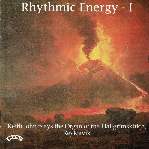 CD cover with a fiery volcanic landscape and text details.
