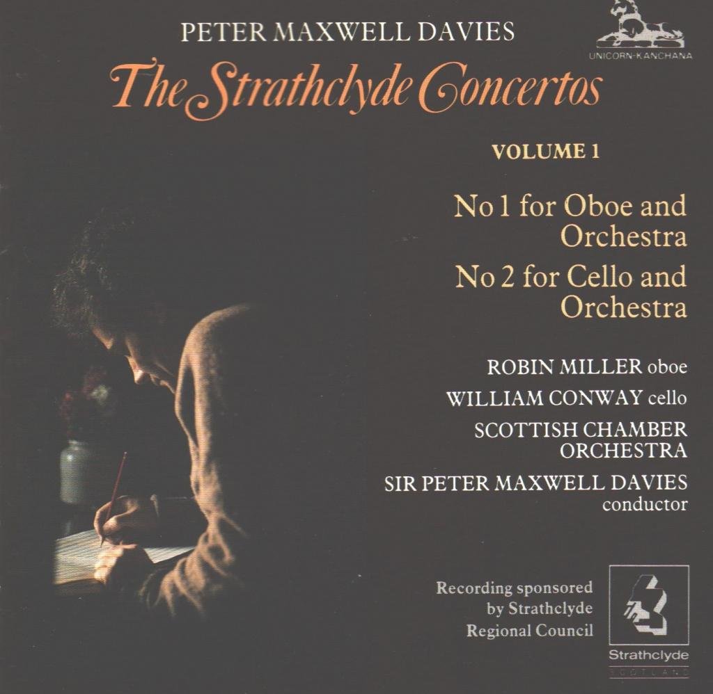 CD cover for Maxwell Davies’ Strathclyde Concertos, featuring a musician.