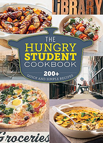 Cookbook cover with food photos, a bicycle, and a library interior.