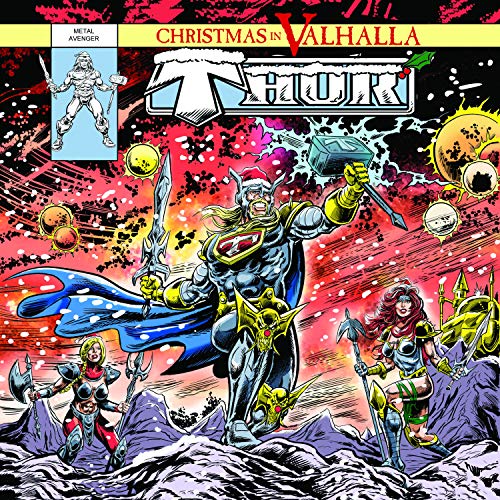 Thor album cover featuring the superhero in a festive, comic book style.