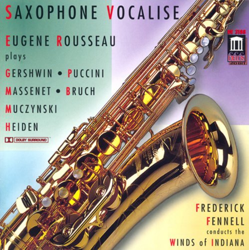 CD cover featuring a golden saxophone and text listing composers.
