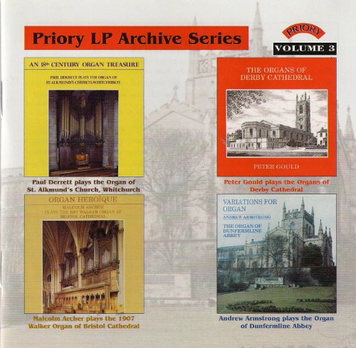 CD cover for "3 Organ Music From Bristol Cathedral" with church images.