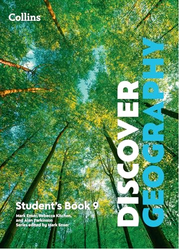 Geography textbook cover with a view looking up into a forest canopy.
