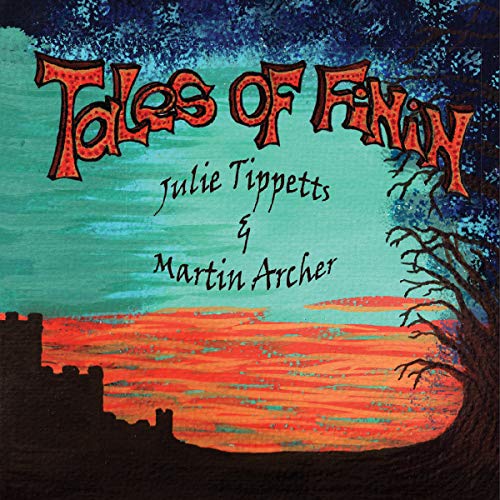 CD cover: painted castle, tree, and fiery orange sunset with text.
