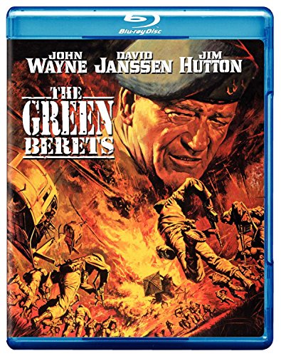 The Green Berets" Blu-ray cover featuring John Wayne and wartime imagery.