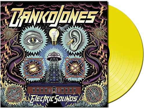 Danko Jones "Electric Sounds" yellow vinyl record with illustrated cover art.