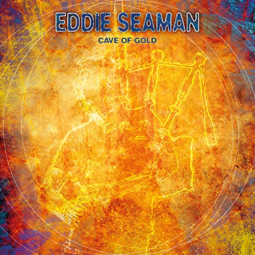 CD cover for Eddie Seaman’s “Cave Of Gold” featuring a bagpiper outline.