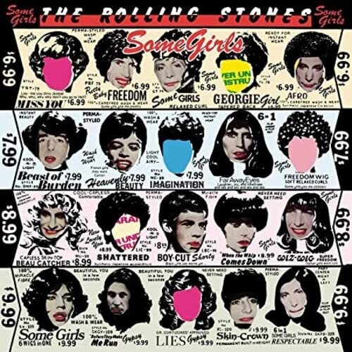 Album cover art for The Rolling Stones Some Girls featuring a grid of faces.