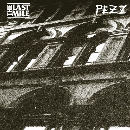 Black and white vinyl record cover with architectural details and text.