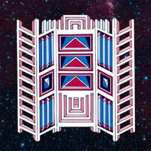 CD cover: abstract geometric design of pink, white, and blue shapes.