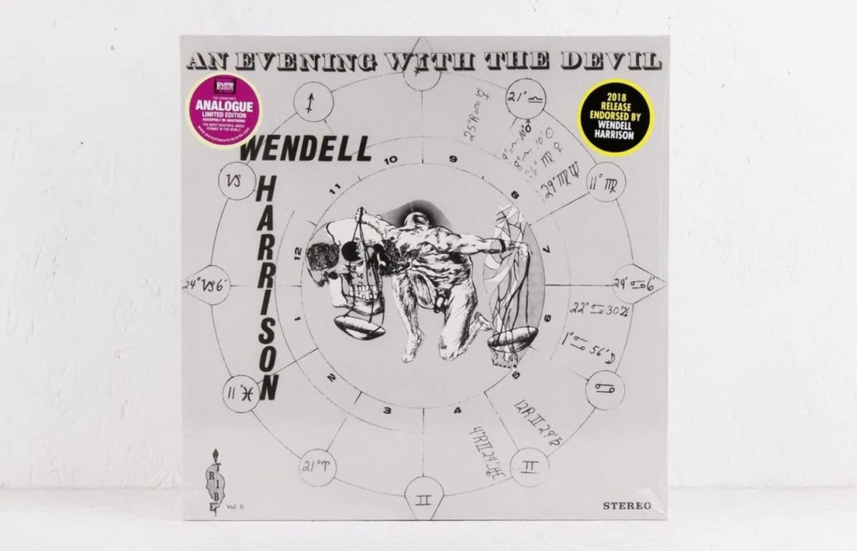 Vinyl record cover: "An Evening With The Devil" by Wendell Harrison, astrological art.