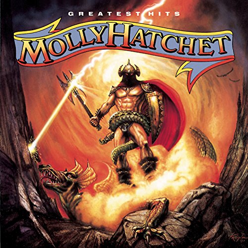 Molly Hatchet “Greatest Hits” CD cover with a warrior and dragons.