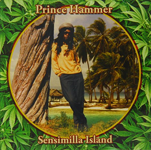 CD cover for Prince Hammer’s “Sensimilla Island” featuring a man by palm trees.