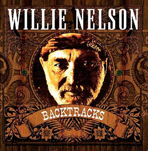 Willie Nelson album cover, "Backtracks", with ornate floral design.