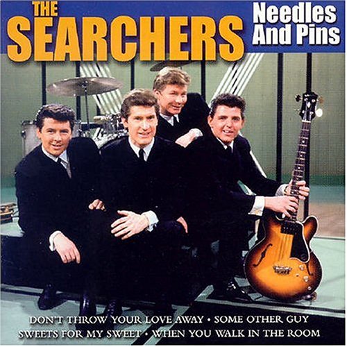 CD cover for The Searchers’ “Needles & Pins” featuring four men with instruments.