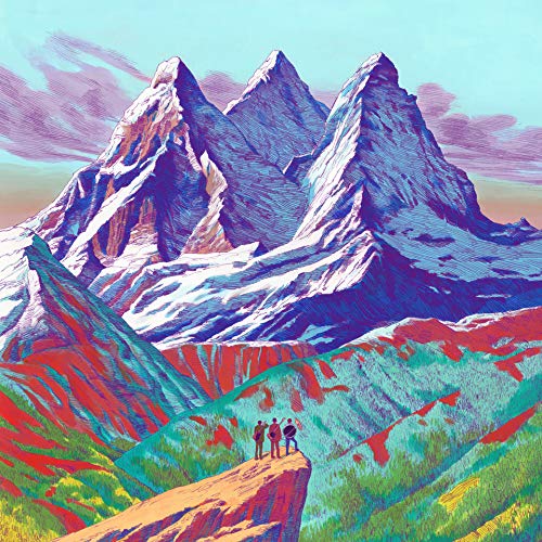 Album cover: stylized mountains with three figures in foreground.