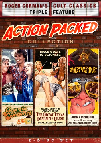 DVD cover for "Roger Corman's Action-Packed Cult Classics" triple feature.