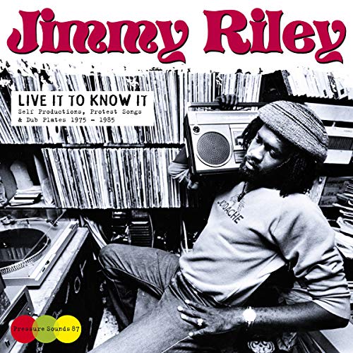 Jimmy Riley album cover featuring a portrait and record player setup.