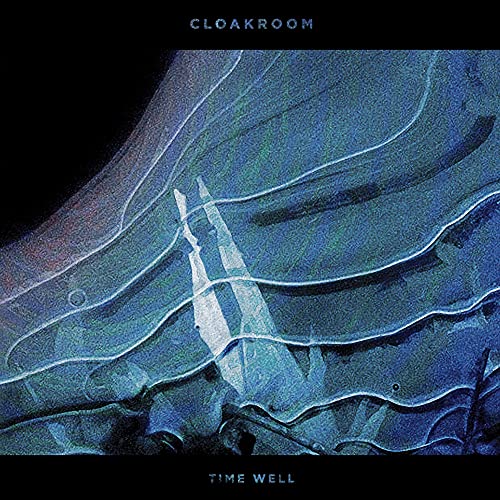 CD cover for Cloakroom’s “Time Well” with abstract blue and white swirls.