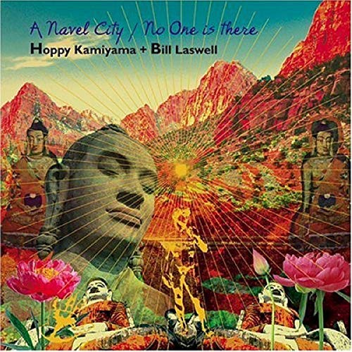 CD cover with surreal landscape, Buddhas, and floral elements.