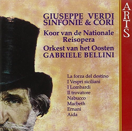 CD cover for Giuseppe Verdi’s overtures and choruses, with portrait.