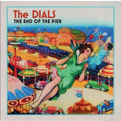 CD cover: vintage illustration of a pier with a woman on a swing.