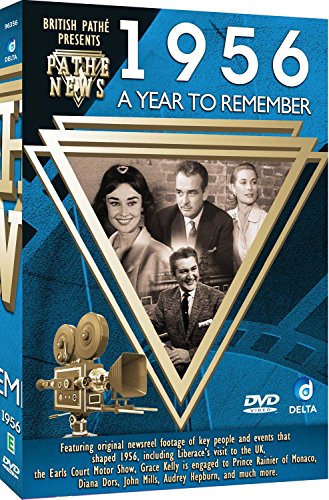 DVD cover for "British Pathé News - A Year To Remember 1956" with film reel imagery.