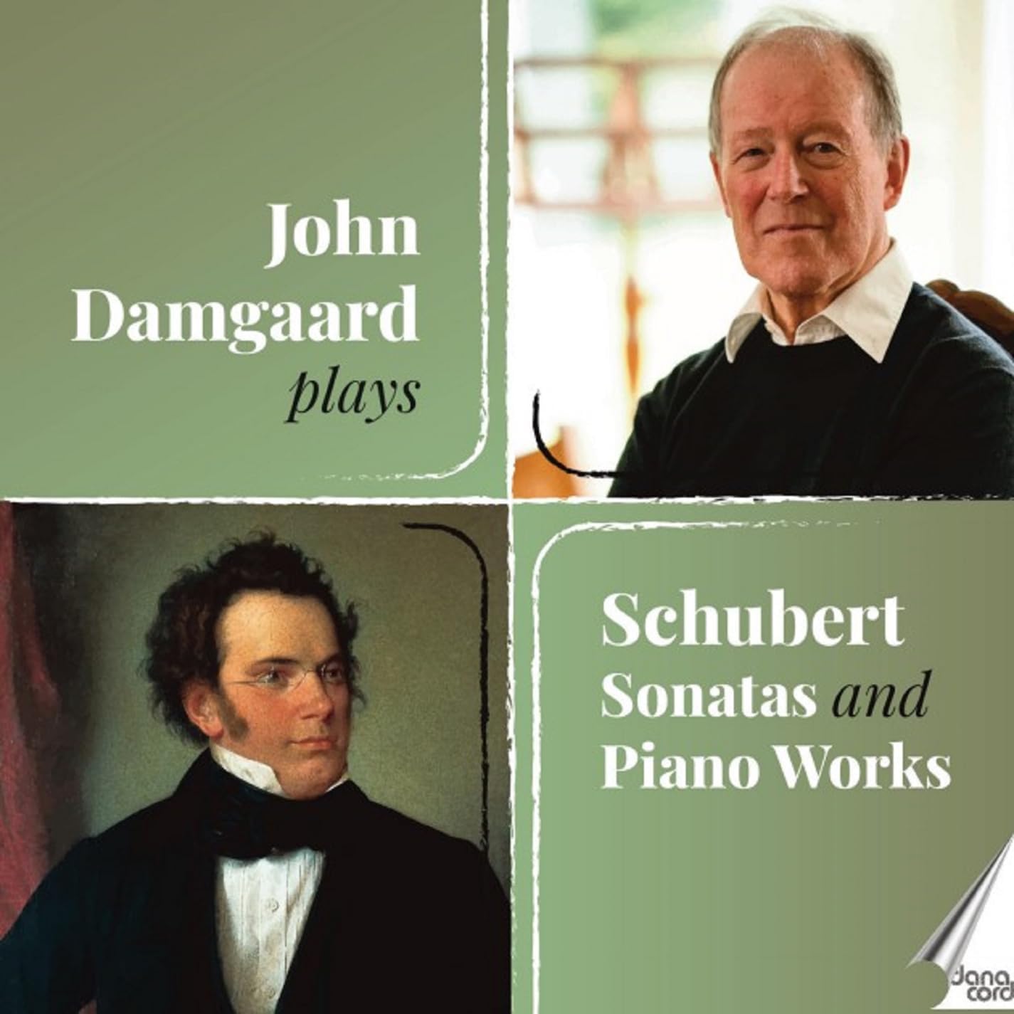 CD cover with portraits of John Damgaard and Franz Schubert.