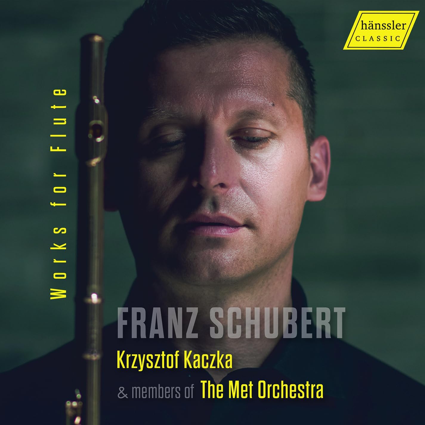 CD cover featuring flutist Krzysztof Kaczka and text “Franz Schubert”.