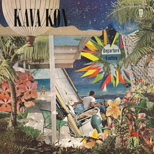 Album cover for Kava Kon’s “Departure Exotica” with collage imagery.