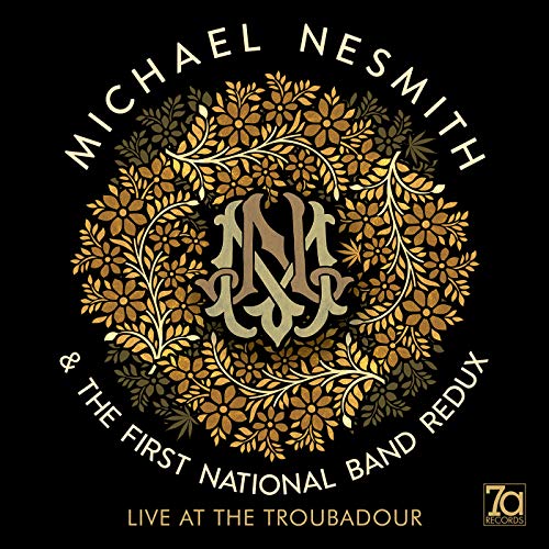 Album cover with gold floral wreath, intertwined MN monogram, and text on black background.