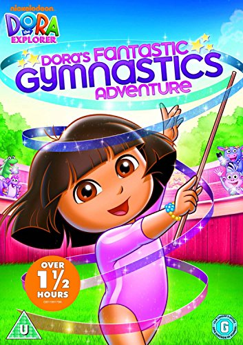 Dora the Explorer DVD cover featuring Dora doing gymnastics with a ribbon.