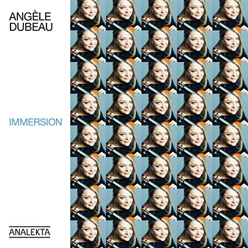 CD cover featuring repeated images of a woman playing the violin.