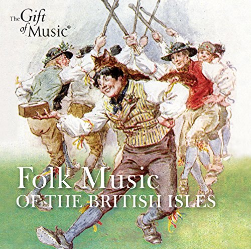 Vintage illustration of Morris dancers with ribbons, CD cover art.