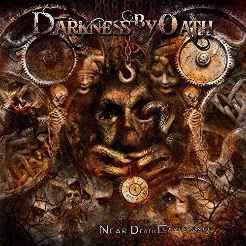 CD cover for "Near Death Experience" with a distressed, mechanical face.